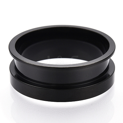 201 Stainless Steel Grooved Finger Ring Settings STAS-TAC0007-03B-1