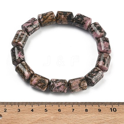 Column Natural Rhodonite Beads Stretch Bracelets for Women Men BJEW-A148-01A-26-1