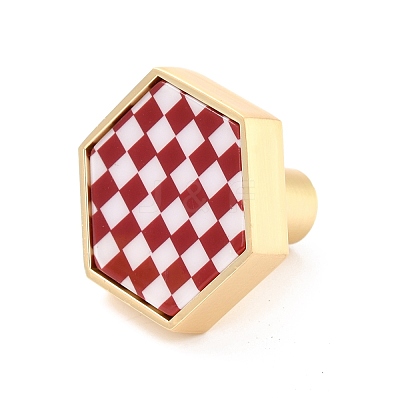 Hexagon with Grid Pattern Brass Box Handles & Knobs DIY-P054-A02-1