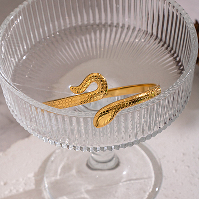 Snake Shaped 304 Stainless Steel Open Cuff Bangles for Women QJ2255-1