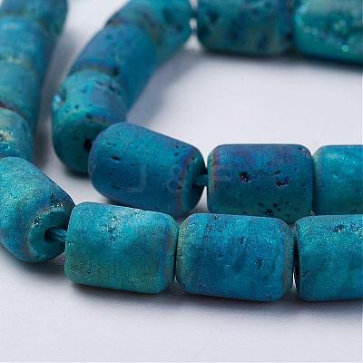 Electroplated Natural Druzy Geode Agate Bead Strands G-P251-C02-1