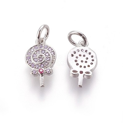 Brass Micro Pave Cubic Zirconia Charms ZIRC-E161-23P-1