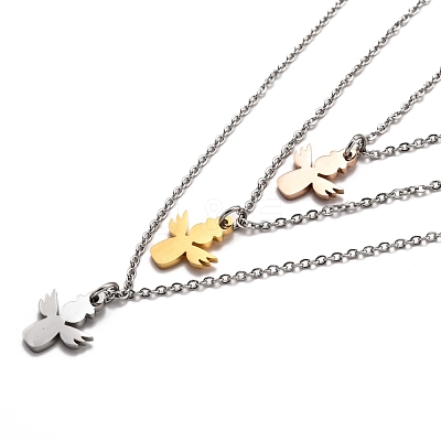 304 Stainless Steel 3 Layer Necklaces NJEW-L458-042M-1