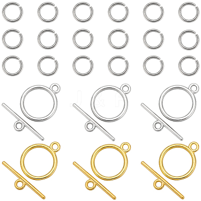 60Pcs 2 Colors Tibetan Style Alloy Toggle Clasps FIND-SC0008-20-1