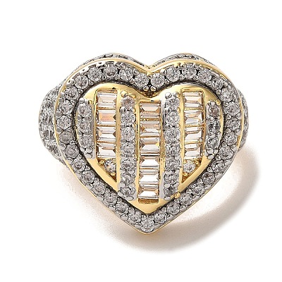 Brass Micro Pave Cubic Zirconia Cuff Rings for Women RJEW-G325-07GP-1