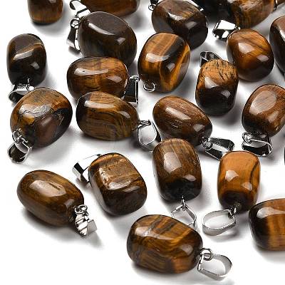 Natural Tiger Eye Pendants G-Z067-03P-09-1
