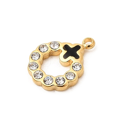 304 Stainless Steel Rhinestone Pendants STAS-P431-38B-G-1