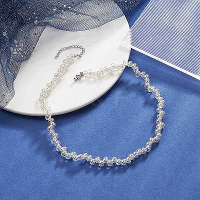 Glass Teardrop Beaded Necklaces NJEW-JN04273-01-1