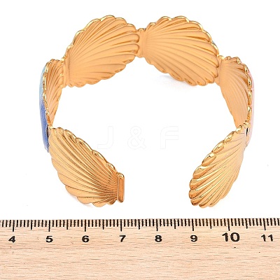 304 Stainless Steel Enamel Cuff Bangles for Women LS-BJEW-G789-01G-1