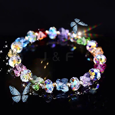 Glass Beaded Stretch Bracelets WGF21B9-02-1