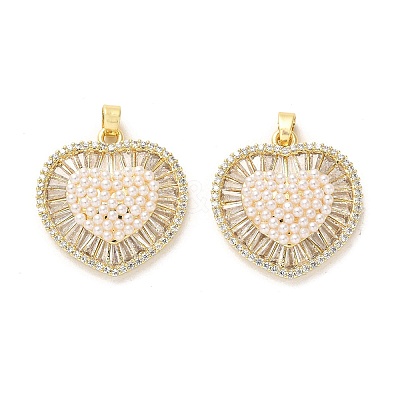 Brass Micro Pave Cubic Zirconia Pendants KK-K355-16G-1