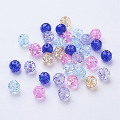 Baking Paint Crackle Glass Beads DGLA-X0006-8mm-06-1