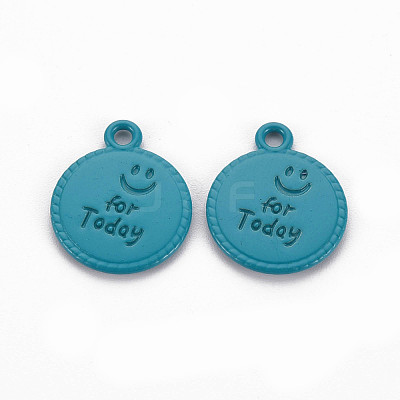 Spray Painted Alloy Pendants PALLOY-Q433-030B-RS-1