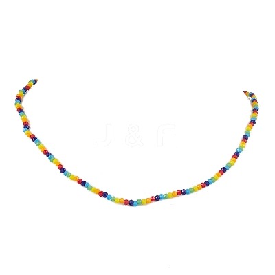 6 Solid Colors Glass Beaded Necklaces NJEW-JN04900-1