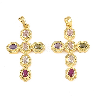 Brass Micro Pave Cubic Zirconia Pendants KK-H262-08G-1