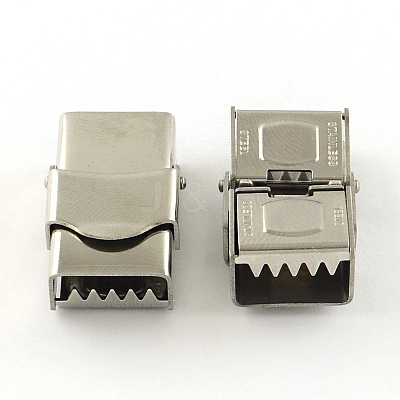 Tarnish Resistant Smooth Surface 201 Stainless Steel Watch Band Clasps STAS-R063-85-1