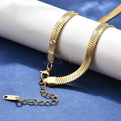 Ion Plating(IP) 304 Stainless Steel Herringbone Chain Necklace for Men Women LS-NJEW-E076-03E-G-1