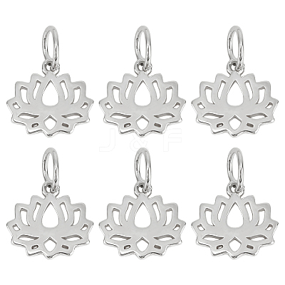 6Pcs Hollow 925 Sterling Silver Lotus Charms STER-DR0001-34-1