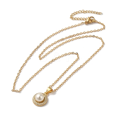 Brass Micro Pave Cubic Zirconia Pendant Necklaces NJEW-H486-16G-1-1