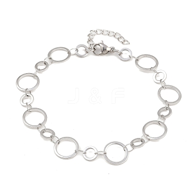 304 Stainless Steel Link Chain Bracelets for Women BJEW-P373-03A-P-1