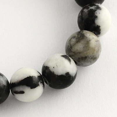 Round Natural Zebra Jasper Beads Strands G-R253-4mm-1