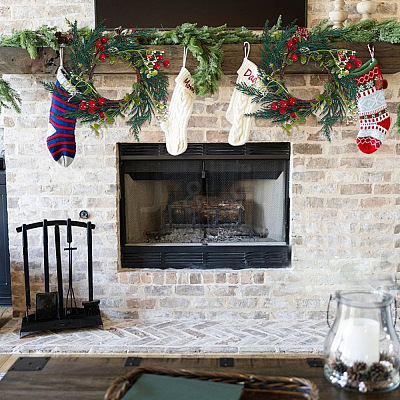 PP Plastic and Foam and Wire Christmas Wreath AJEW-WH20060-21-1