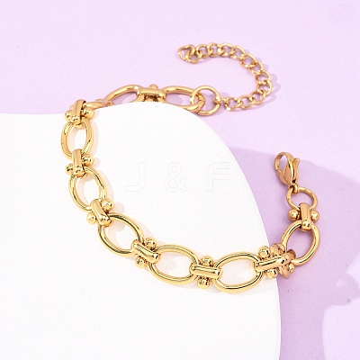304 Stainless Steel Oval Link Chain Bracelets for Women BJEW-F536-10G-1