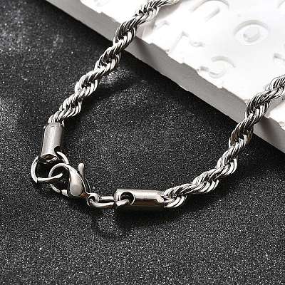 Tarnish Resistant Trendy Men's 304 Stainless Steel Rope Chain Necklaces NJEW-M072-D-02-1