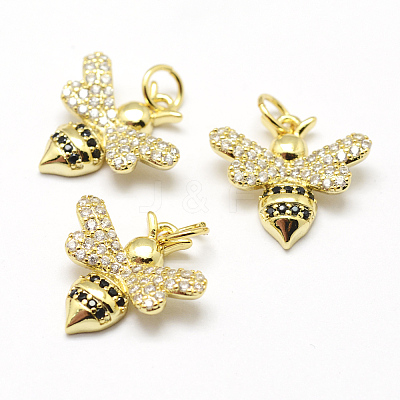 Brass Micro Pave Grade AAA Cubic Zirconia Charms X-ZIRC-P072-02G-NR-1