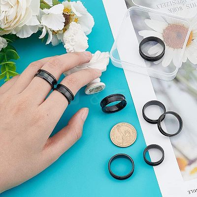 16pcs 8 Style Stainless Steel Grooved Finger Ring Settings RJEW-UN0001-29-1