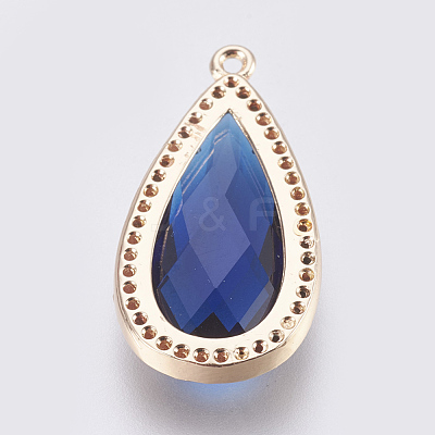 Brass Glass Pendants KK-O105-01KCG-G-1