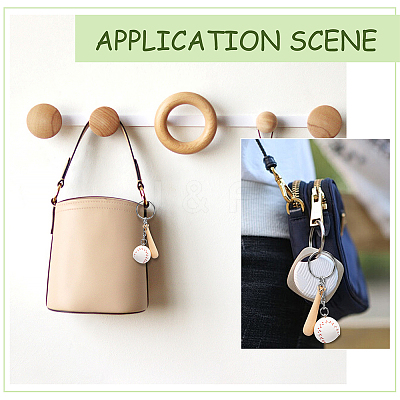 12Pcs Mini Baseball PU Leather Pendant Keychain with Wood Baseball Bat DIY-SP0001-51A-1