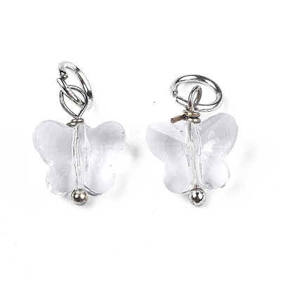 Faceted Transparent Glass Charms GLAA-T024-06M-1