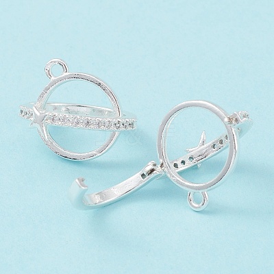 Rack Plating Brass Pave Clear Cubic Zirconia Bead Cage Pendants KK-G464-10S-1