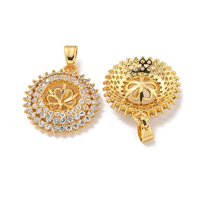 Rack Plating Brass Peg Bail Pendants Micro Pave Cubic Zirconia KK-A214-18G-1