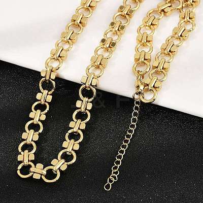 304 Stainless Steel Ring Link Chain Necklaces NJEW-H072-02A-G-1