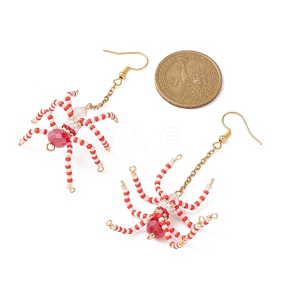 Halloween Spider Dangle Earrings EJEW-MZ00098-1