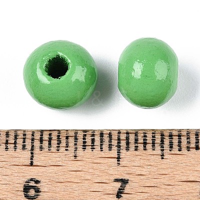 Spray Painted Round Natural Schima Wood Beads WOOD-A018-8mm-08-1