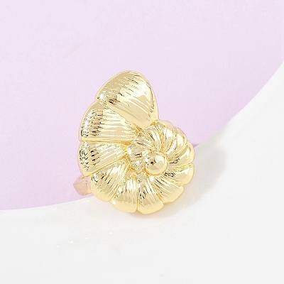Ocean Theme Brass Cuff Rings RJEW-C135-01G-08-1