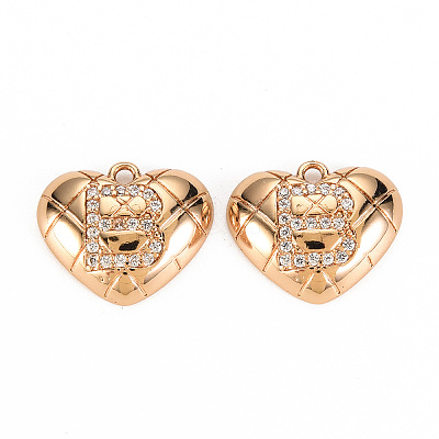 Brass Micro Pave Clear Cubic Zirconia Pendants KK-S360-144B-NF-1