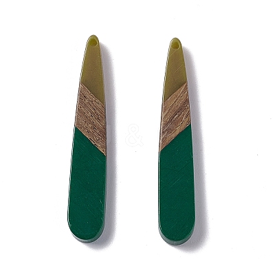 Opaque Resin & Walnut Wood Pendants RESI-M027-12C-1