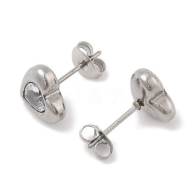 Ion Plating(IP) 304 Stainless Steel Heart Stud Earrings EJEW-C099-13M-02-1