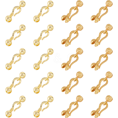 Brass S-Hook Clasps KK-HS0002-04G-1