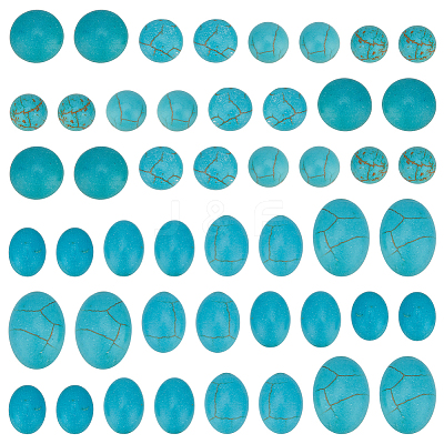 200Pcs 8 Styles Synthetic Turquoise Cabochons TURQ-PH0001-16-1