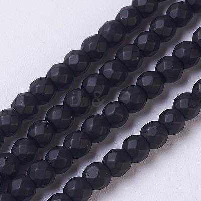 Synthetic Black Stone Beads Strands X-G-C059-4mm-1-1