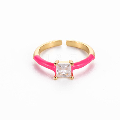 Brass Enamel Cuff Rings RJEW-T016-32A-NF-1