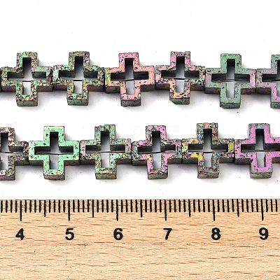 Electroplated Natural Lava Rock Beads Strands G-K388-02B-1