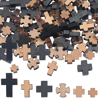 120Pcs 6 Styles Natural Wooden Beads WOOD-SC0002-21-1