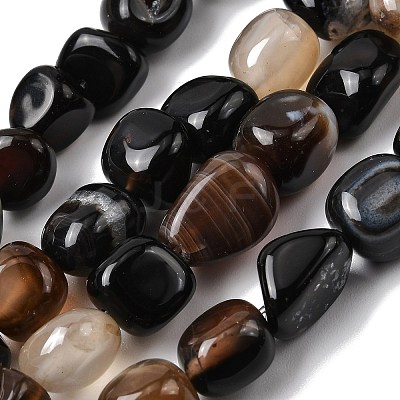 Natural Black Agate Beads Strands G-P601-A15-02-1