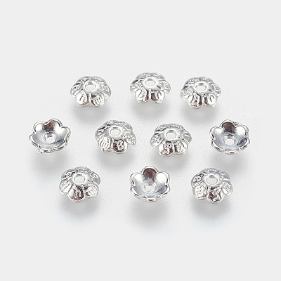6-Petal Tibetan Style Alloy Flower Bead Caps TIBE-S220-P-RS-1
